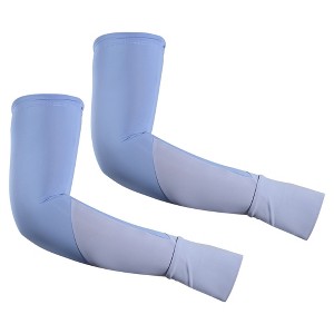 Unique Bargains Pair Cooling Arm Sleeves for Women Sports Arm Sleeve Sun Protection Blue Purple - 1 of 3