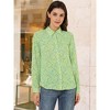 Allegra K Women's Point Collar Long Button Sleeve Button Down Floral Shirt - 2 of 4