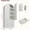 Nasitip 72" Arched Kitchen Pantry Cabinet, Retro  Tall Farmhouse Storage Cabinet with 2 Glass Doors, Drawers, and Adjustable Shelves - 2 of 4