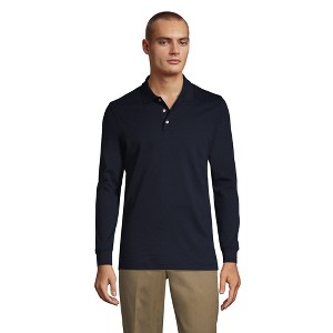 Lands' End School Uniform Men's Long Sleeve Interlock Polo Shirt - 1 of 4