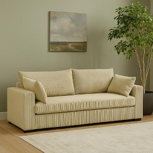 JUJABU 79” Modern Corduroy Loveseat Sofa with Soft Ribbed Fabric - 1 of 4