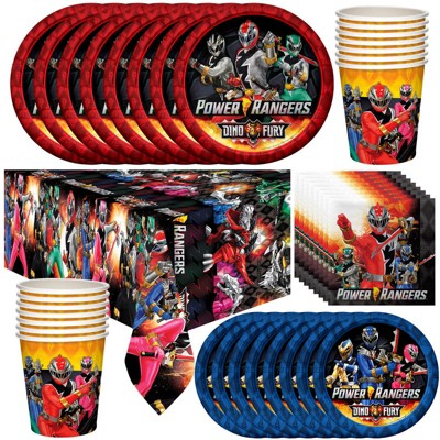 Treasures Gifted Power Rangers Birthday Supplies Tableware Deluxe Set for 16 Guests