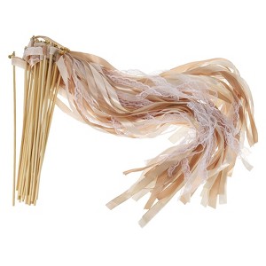 Unique Bargains Party Favor Wooden Handle Lace Ribbon Stick Fairy Wands 50 Pcs - 1 of 4