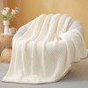 Itopfox Ultra Soft Waffle Throw Blanket for Couch, Bed & Sofa, Reversible Cream Microfiber Fluffy Fuzzy Cozy Knit Throw for Women, Mothers Birthday - 3 of 4