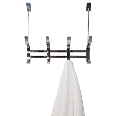 Chrome Over-the-Door 8-Hook Steel Rack for Coats and Towels