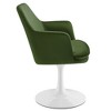 Modway Lippa Velvet Swivel Dining Armchair – Mid-Century Barrel Chair with 360° Swivel and Pedestal Base in Moss Green and White - 4 of 4