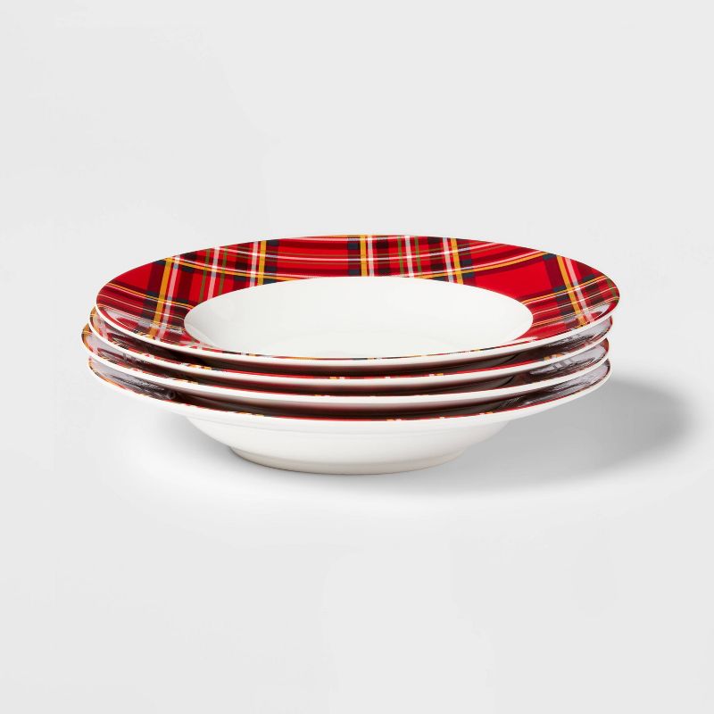 16oz 4pk Porcelain Plaid Dinner Bowls - Threshold&#8482;, 1 of 7