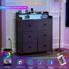 WOWLIVE Dresser for Bedroom with Charging Station and LED Lights, 6 Drawers Dresser TV Stand with Wooden Top, Tall Fabric Chest - 4 of 4