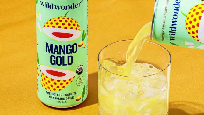 wildwonder Mango Gold Organic Prebiotic + Probiotic Sparkling Drink - 12 fl oz Can, 2 of 7, play video