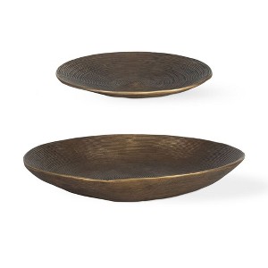 Uttermost Handcrafted Ribbed Antique Brass Design Stratum Round Bowls, Set of 2 - 1 of 4