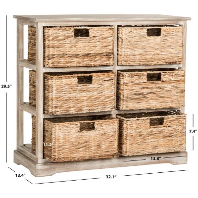 Vintage White 6-Basket Wicker Storage Chest