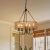 Tribesigns 5-Light Farmhouse Chandeliers for Dining Room, Hand-Woven Rattan Boho Pendant Lighting, Rustic Hanging Light Fixture for Kitchen Island - 2 of 4
