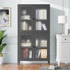 Vynxaria Classic Double-Door Cabinet with Waffle-Grids Glass and Adjustable Shelves - 3 of 4
