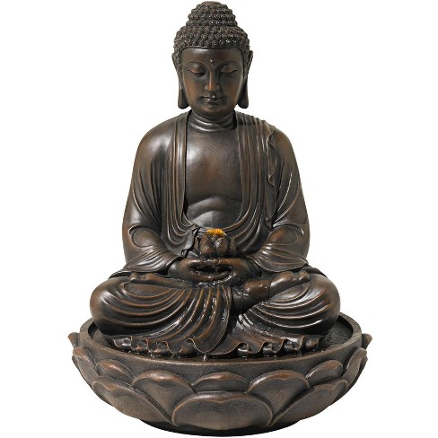 John Timberland Asian Zen Buddha Outdoor Water Fountain With Light Led 27 1 2 High Meditating Table Desk Yard Garden Patio Home Target