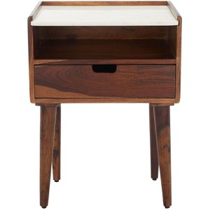 Marion 1 Drawer Nightstand - NST3700 - Walnut/White - Safavieh - 1 of 4