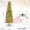KRISRATE 6FT Pre-lit Pencil Christmas Tree, Partially Flocked Slim Holiday Tree Decoration, Skinny Xmas Tree, 250 Lights, 566 Frosted Tips, PineCones - 2 of 4