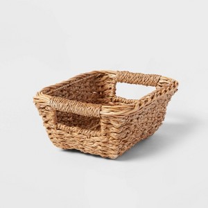 Braided Seagrass Tapered Bin - Brightroom™: Handwoven Decorative Basket, Khaki, Nest Seal Certified, 12"x8"x4.75" - 1 of 3
