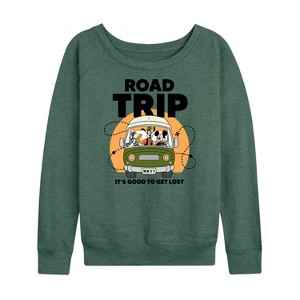 Women's - Disney - Group Good To Get Lost Van Lightweight French Terry Wide Neck Long Sleeve Shirt - 1 of 4