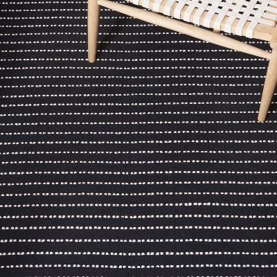 Black and Ivory Handwoven Wool Kilim Area Rug, 3' x 5'