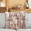 Cheer Collection Luxuriously Soft Faux Fur Throw Pillow With Inserts, Set of 2 - Marble Brown - 3 of 4