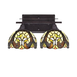Toltec Lighting Uptowne 2 - Light Vanity in  Dark Granite with 7" Ivory Cypress Art Glass Shade - 1 of 1