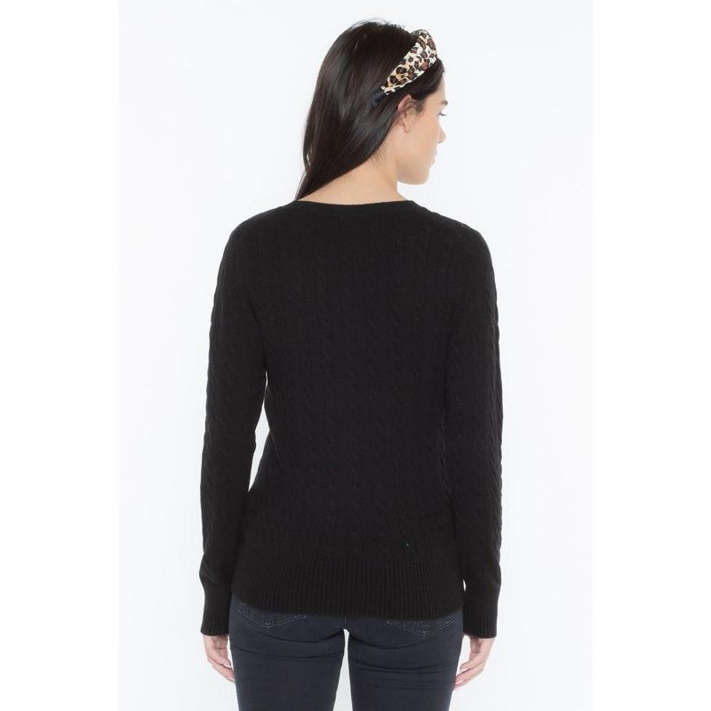 J CASHMERE Women's 100% Cashmere Cable-knit Long Sleeve Pullover Crew Neck Sweater, 2 of 4