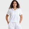 Women's Striped Cotton Blend Short Sleeve Pajama Shirt - Auden™ - 3 of 4