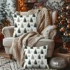 Lomsoe Christmas Tree & Snowflake Throw Pillow Covers - Green Grey White Pine Cone Pattern Cushion Cases,Christmas. - 2 of 4
