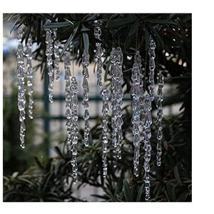 Aoibox 25pcs Clear Acrylic Icicle Ornament Set 5.25 Inch Each Includes 10 Meter Hanging String Ideal for Christmas Tree Winter Decor - 1 of 4