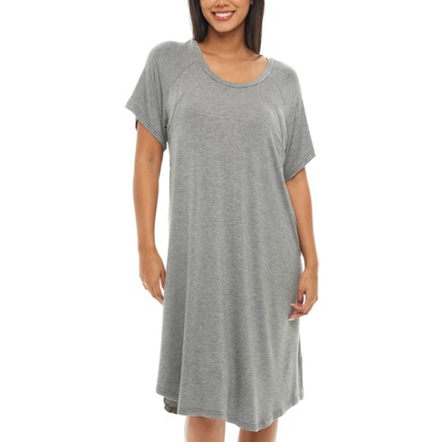 ADR Maternity Nursing Top T shirt Dress Soft Knit Sleep Shirt w Zipper Breastfeeding Sleepwear Dark Heathered Gray XS