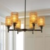 YIYIBYUS 6-Light Farmhouse Round Wagon Wheel Chandelier with Shades - 2 of 4
