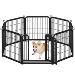 Yaheetech 8 Panels Dog Playpen Panels Metal Pet Playpen, Black - 1 of 4