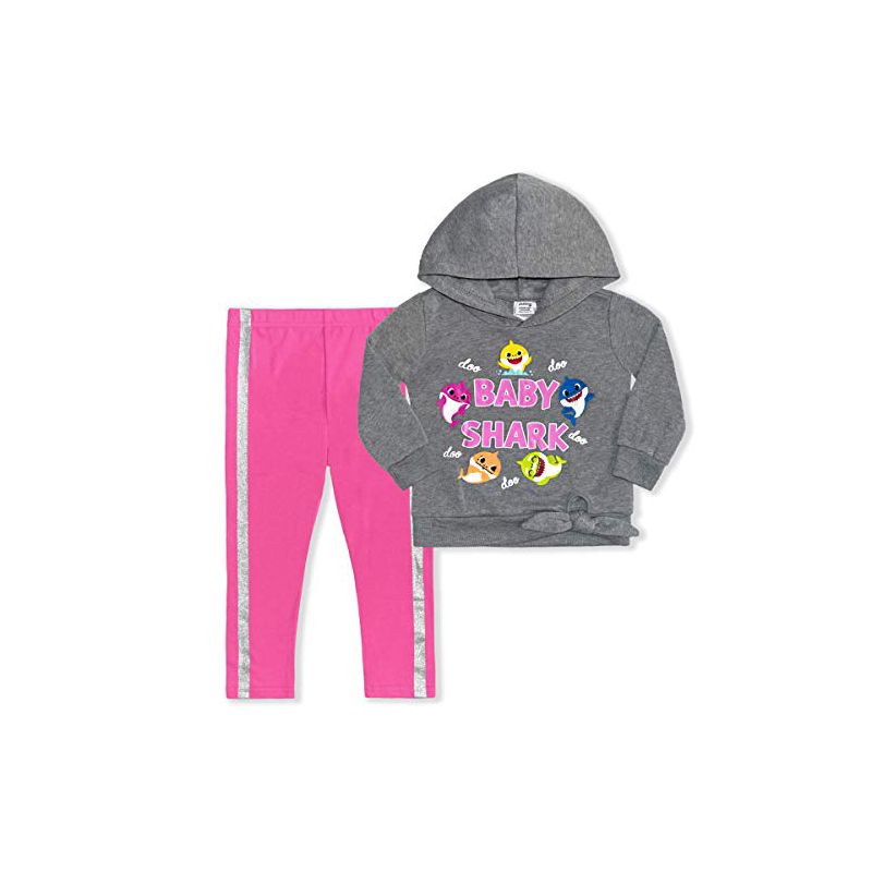 Nickelodeon Girl's 2-Piece Baby Shark Pullover Graphic Hoodie and Legging Pant Set, 1 of 4