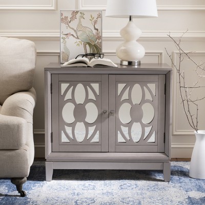 Champagne Mirrored 32" Transitional Chest with Nouveau Floral Accents