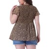 Agnes Orinda Women's Plus Size Chiffon Smock Waist Ditsy Floral Peplum Casual Blouses - 4 of 4