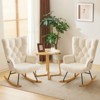KTMBDW Rocking Chair Nursery, Upholstered Glider Rocker with High Backrest,Modern Rocking Accent Chair Glider Recliner for Living Room Nursery Bedroom - 2 of 4