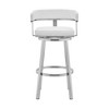 HomeRoots 26" White And Silver Faux Leather And Stainless Steel Low Back Counter Height Swivel Bar Chair - 4 of 4