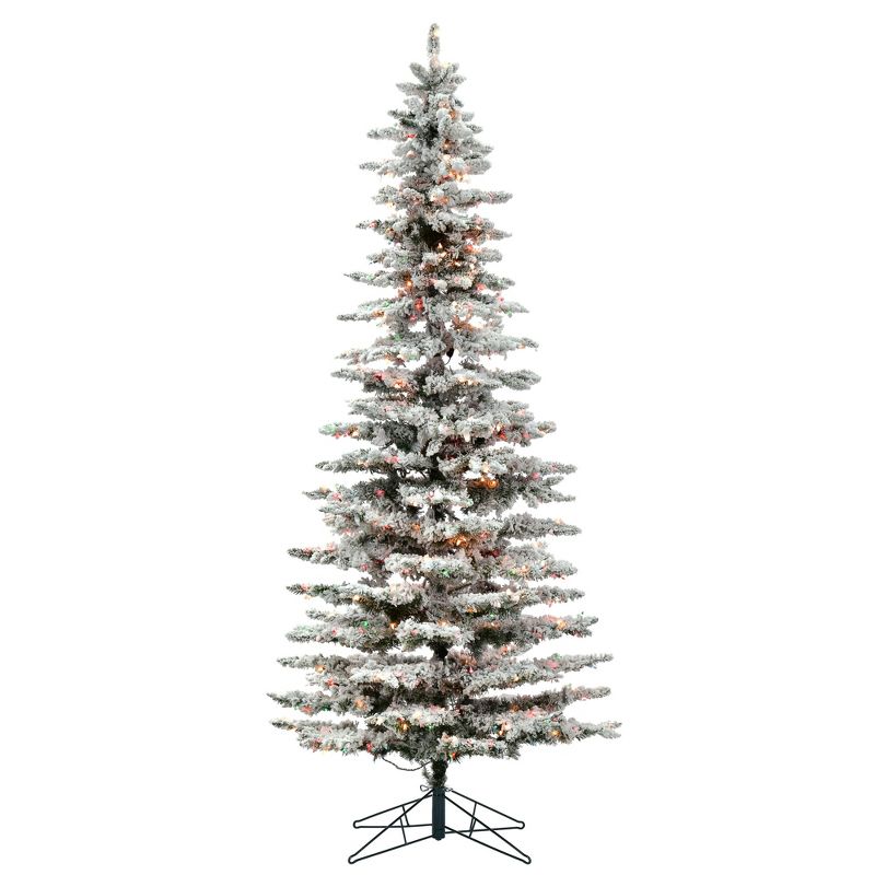 Vickerman Flocked Utica Fir Slim Artificial Christmas Tree, 1 of 6