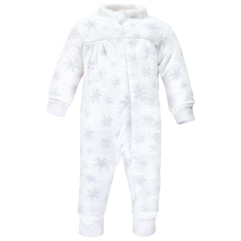 Hudson Baby Infant Girl Plush Jumpsuits, Snowflakes, 4 of 6