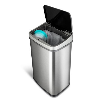 13 Gallon Silver Stainless Steel Touchless Motion Sensor Trash Can