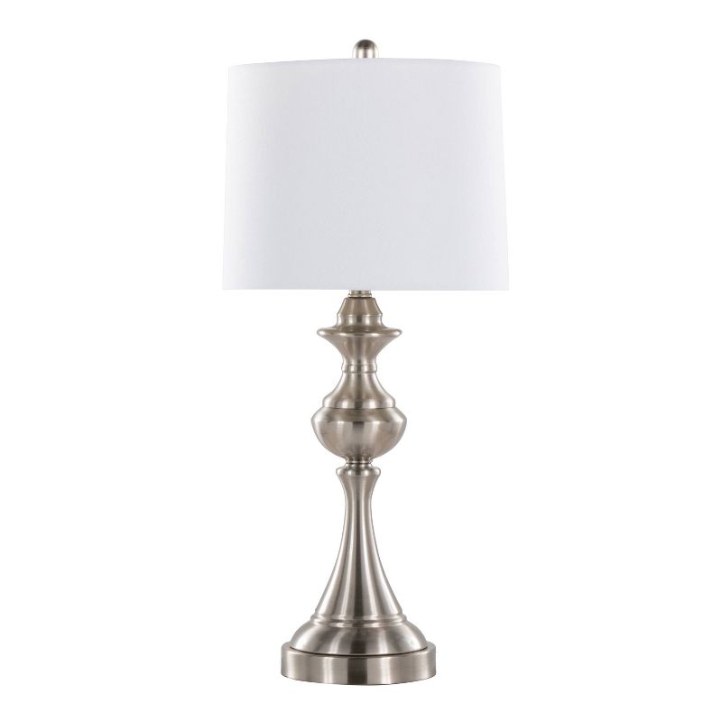 LumiSource (Set of 2) Montgomery 29&#34; Contemporary Table Lamps Brushed Nickel with White Linen Shade and Built-in USB Port from Grandview Gallery, 2 of 9
