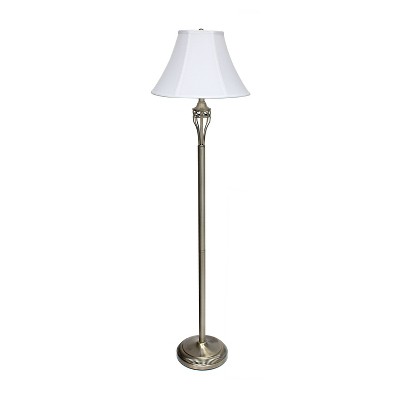 Antique Brass 3-Piece Lamp Set with White Bell Shades