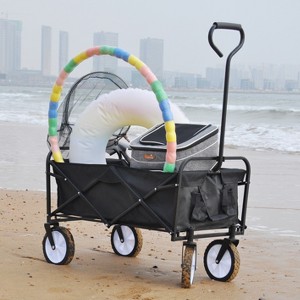 VYNXARIA Folding Wagon Garden Shopping Beach Cart (Black) - 1 of 4