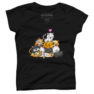 Girl's Design By Humans Cat Cute Pile Cats Anime Kawaii Neko Gift Women Girls By MiuMiuShop T-Shirt - 1 of 3