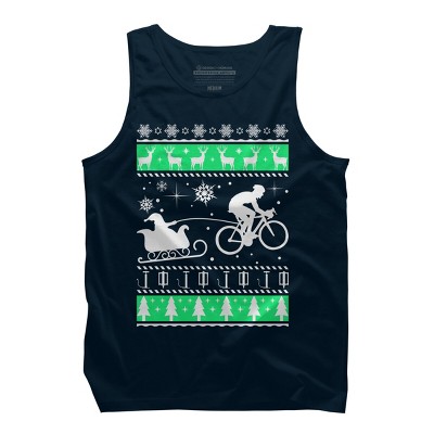 Men's Design By Humans Christmas Santa Cycling Sleigh By LewismartinStore Tank Top
