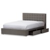 Baxton Studio King Rene Modern And Contemporary Fabric 4-Drawer Storage Platform Bed Gray: Low Profile, MDF Frame, No Box Spring Needed - 2 of 4