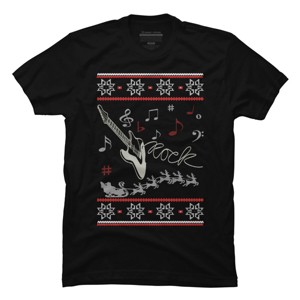Men's Design By Humans Rock Christmas By sophialada T-Shirt - 1 of 4