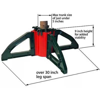 Green and Red Plastic Christmas Tree Stand with Clamping System