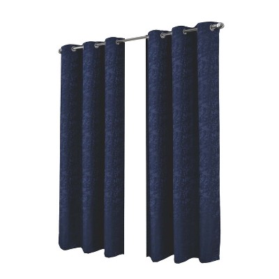 RT Designer Collection Calypso Shimmer Jacquard 2 Pack Grommet Curtain Panel Pair 36" x 84" Navy Blue