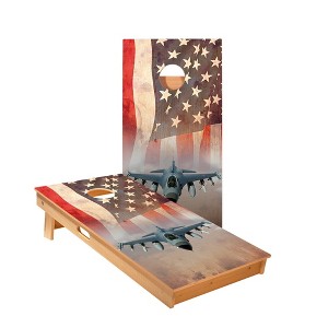 Skips Garage American Flag With Jet Cornhole Boards - ACA Star Series - 1 of 1